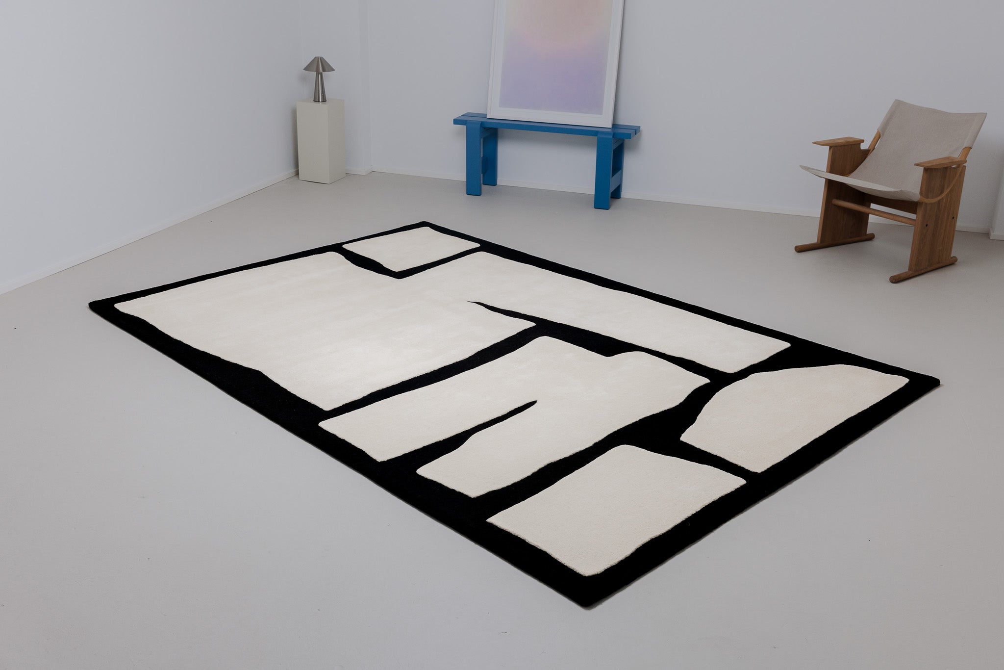 Stone rug - Ivory & Black