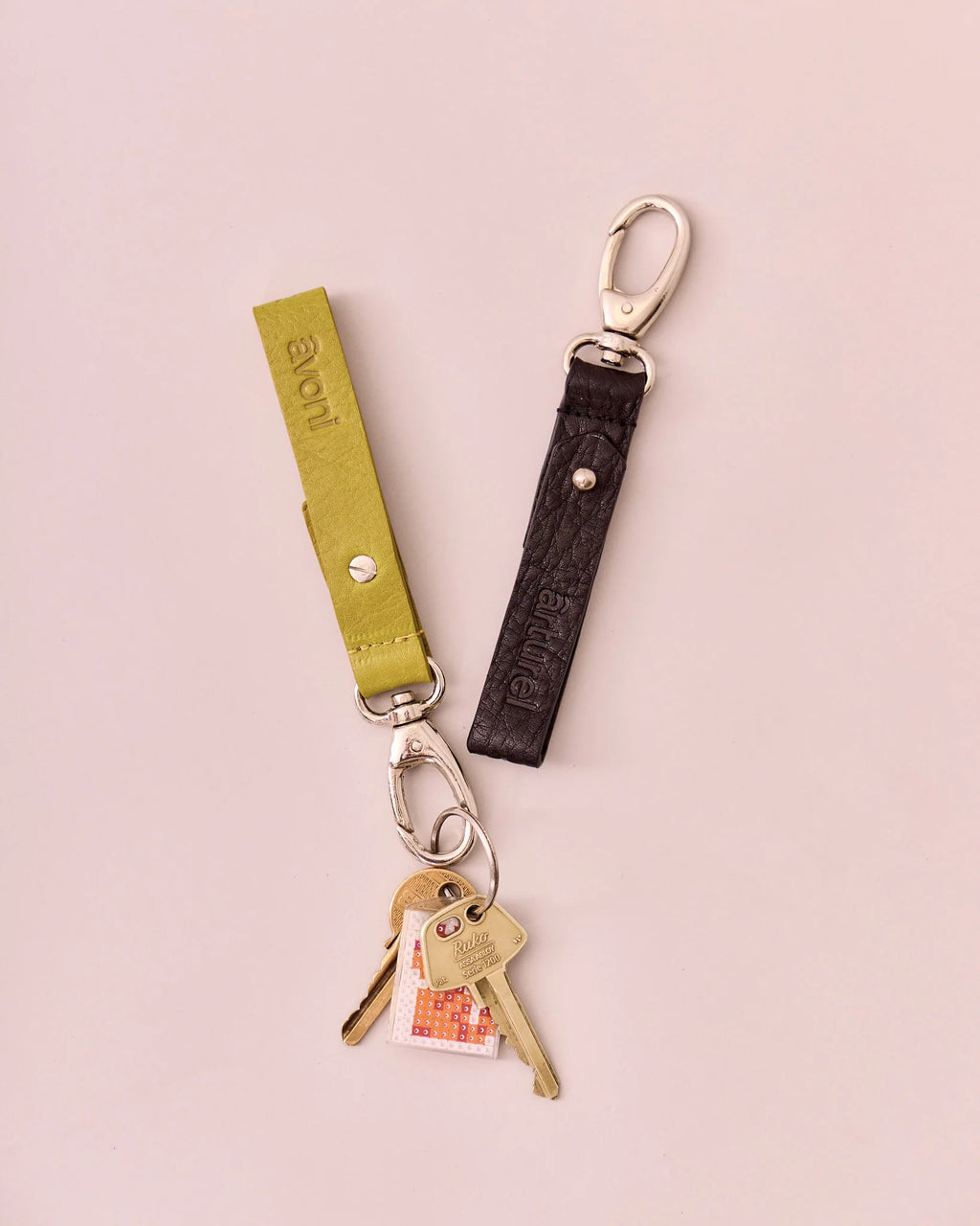 High Gloss Leather Keyring - Black