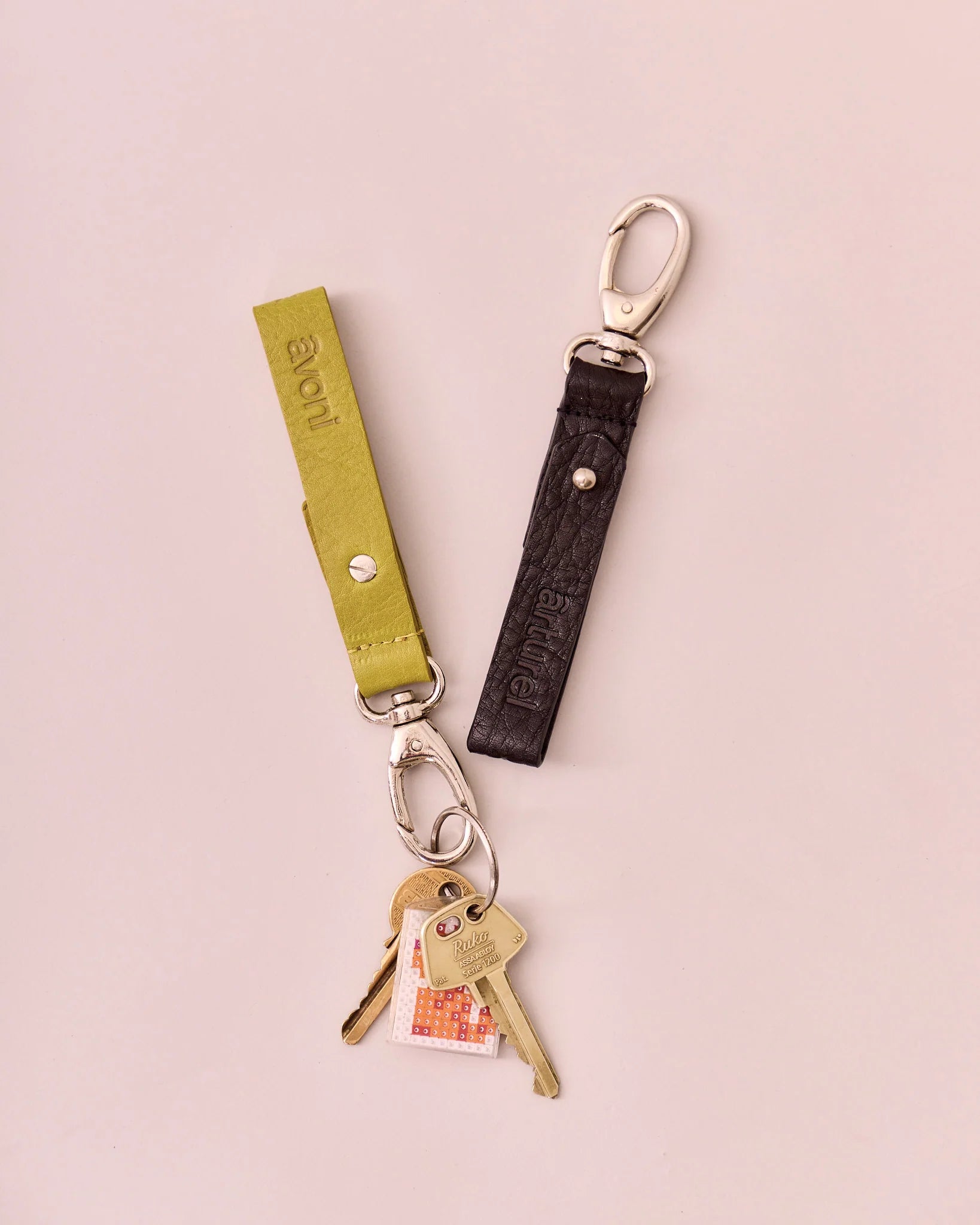 High Gloss Leather Keyring - Black