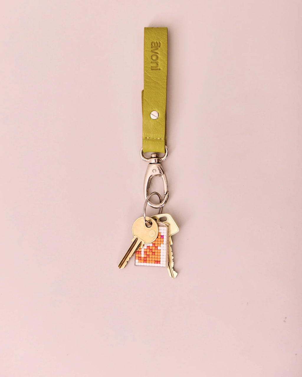High Gloss Leather Keyring - Moss Green