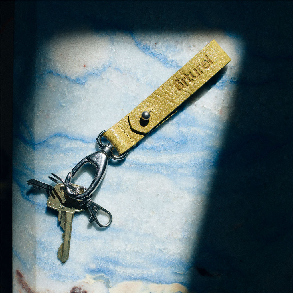 High Gloss Leather Keyring - Moss Green