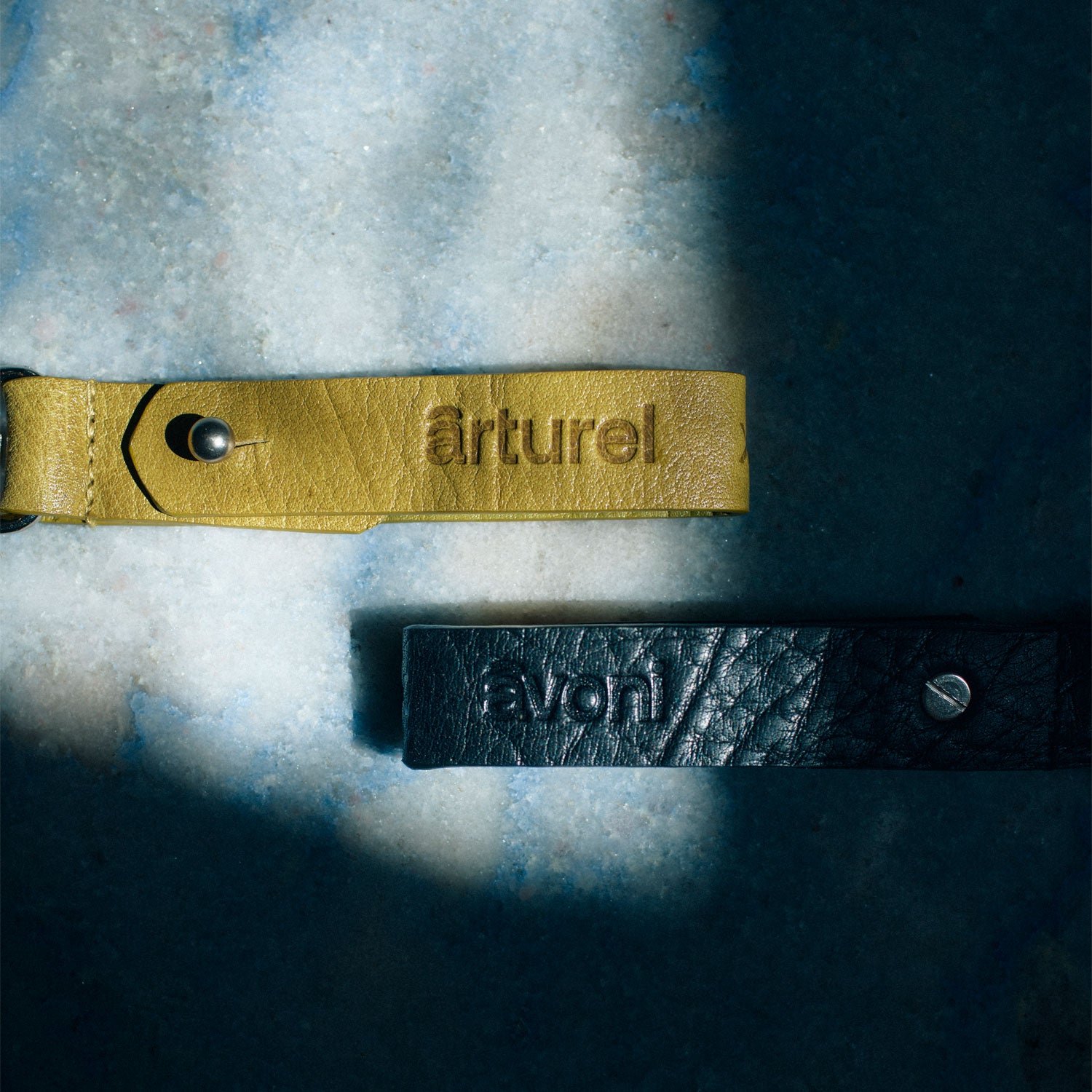 High Gloss Leather Keyring - Moss Green