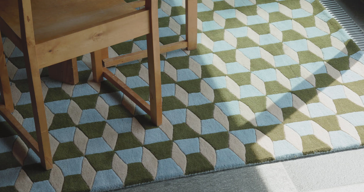 Panning through different settings, showing carpets in different living room settings.
